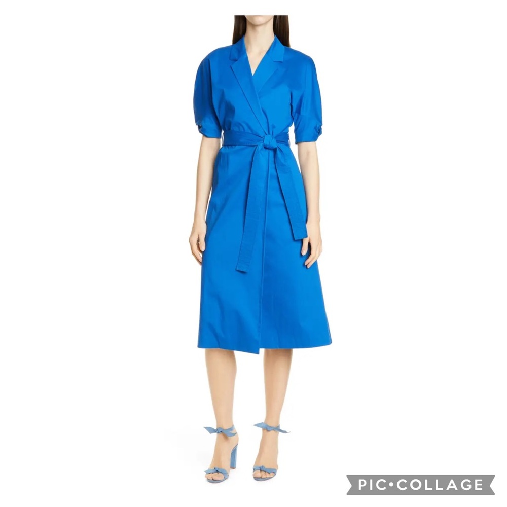 Equipment Anitone Short-sleeve Wrap Dress In Bleu Cotier Size XS